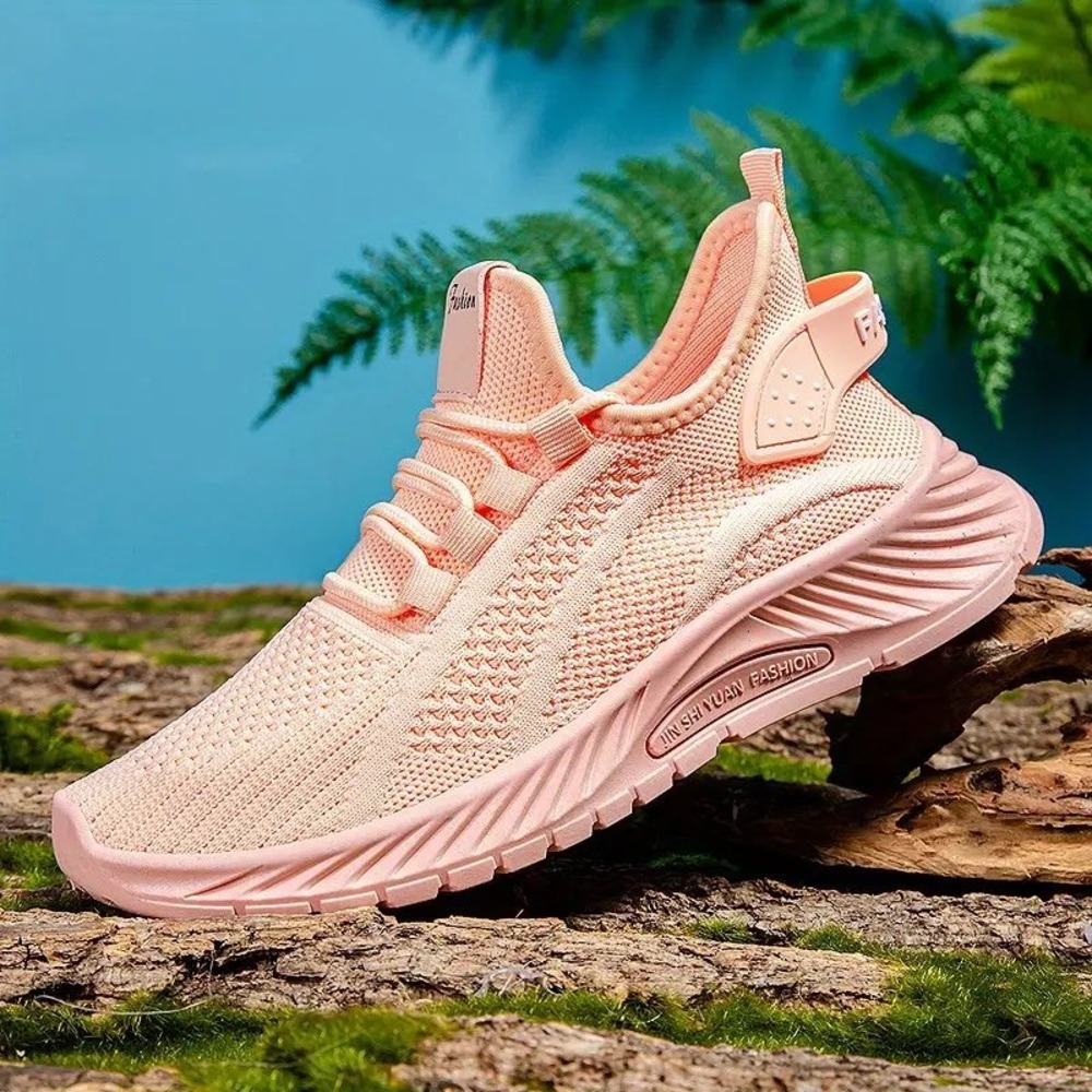 FME Women Peach Pink Knit Mesh Athletic Sneakers Trainers